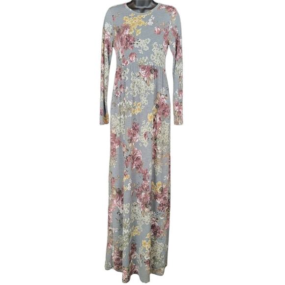 Bellamie Floral Long Sleeve Maxi Dress – Pockets, Flowy, No‎ Size Tag - Picture 1 of 7